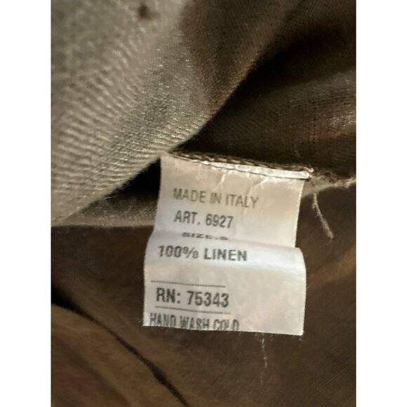 Alessia Pacini Olive Green Linen Midi Wrap Dress W/ Button Detail Size S - Picture 4 of 6